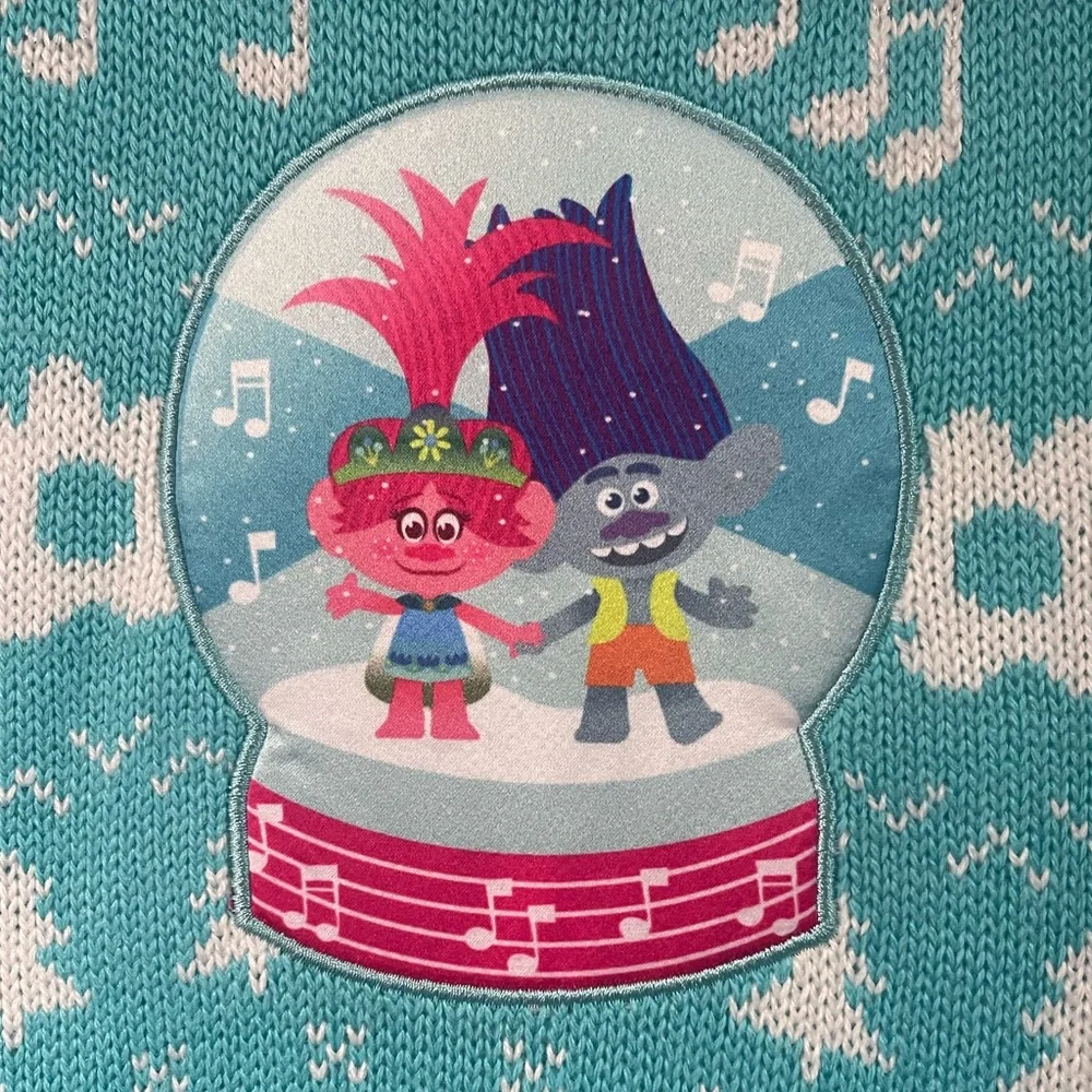 Trolls World Tour Trolls Girl's Poppy Sweater Knit Dress (Blue/Pink, 7-8) - Picture 7 of 14